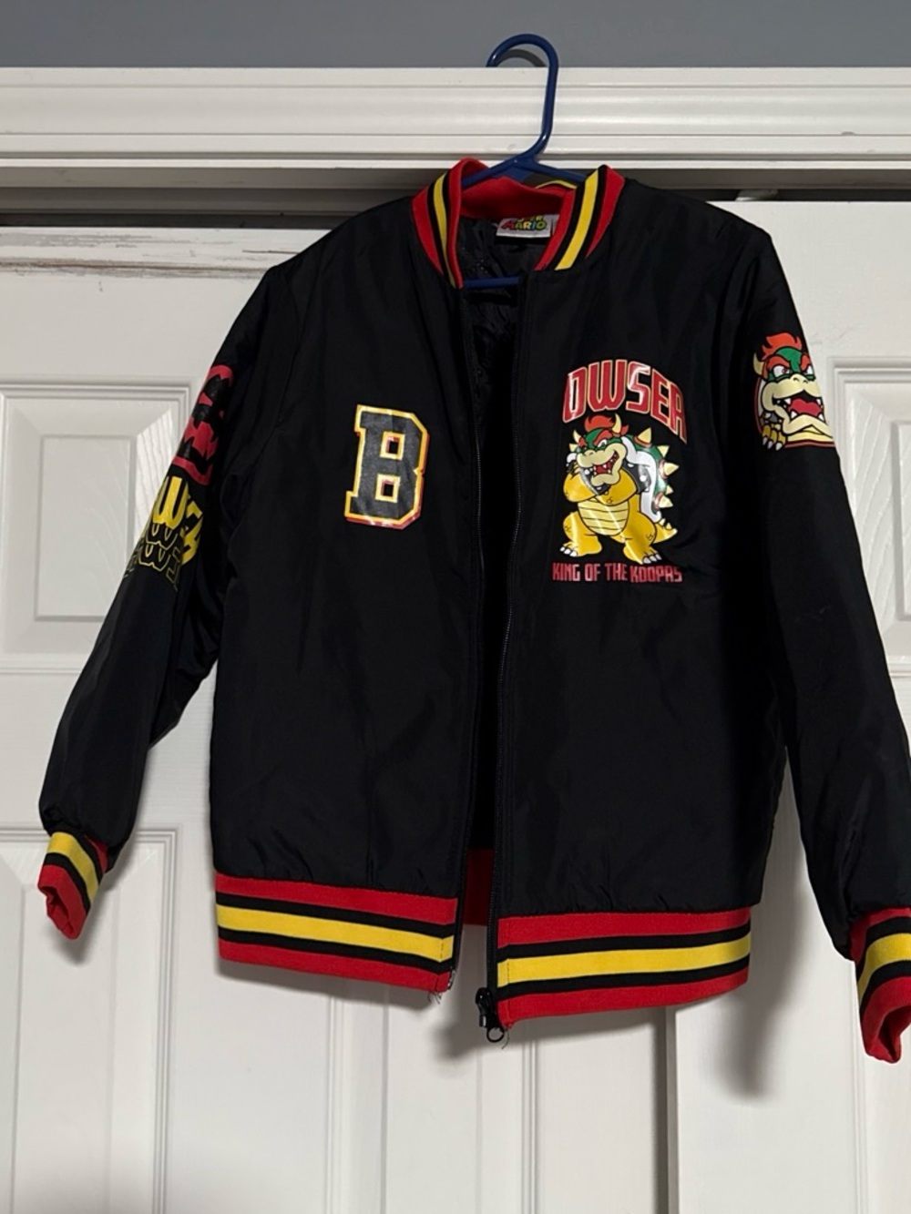 Nintendo Black Bowser Kids Jacket with Red & Yellow Trim